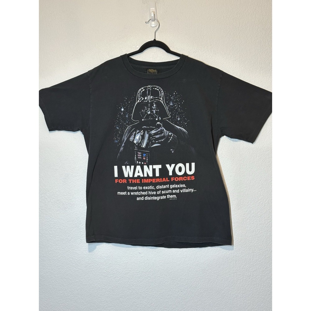 Vintage 90s Star Wars Shirt‎ Mens XL Black Darth Vader "I Want You " USA